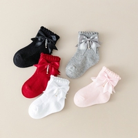 Pudcoco Infant Kids Baby Girls Summer Socks Ruffle Ankle Socks Breathable Toddler Dress Socks with Pearl Tassel 0-4T