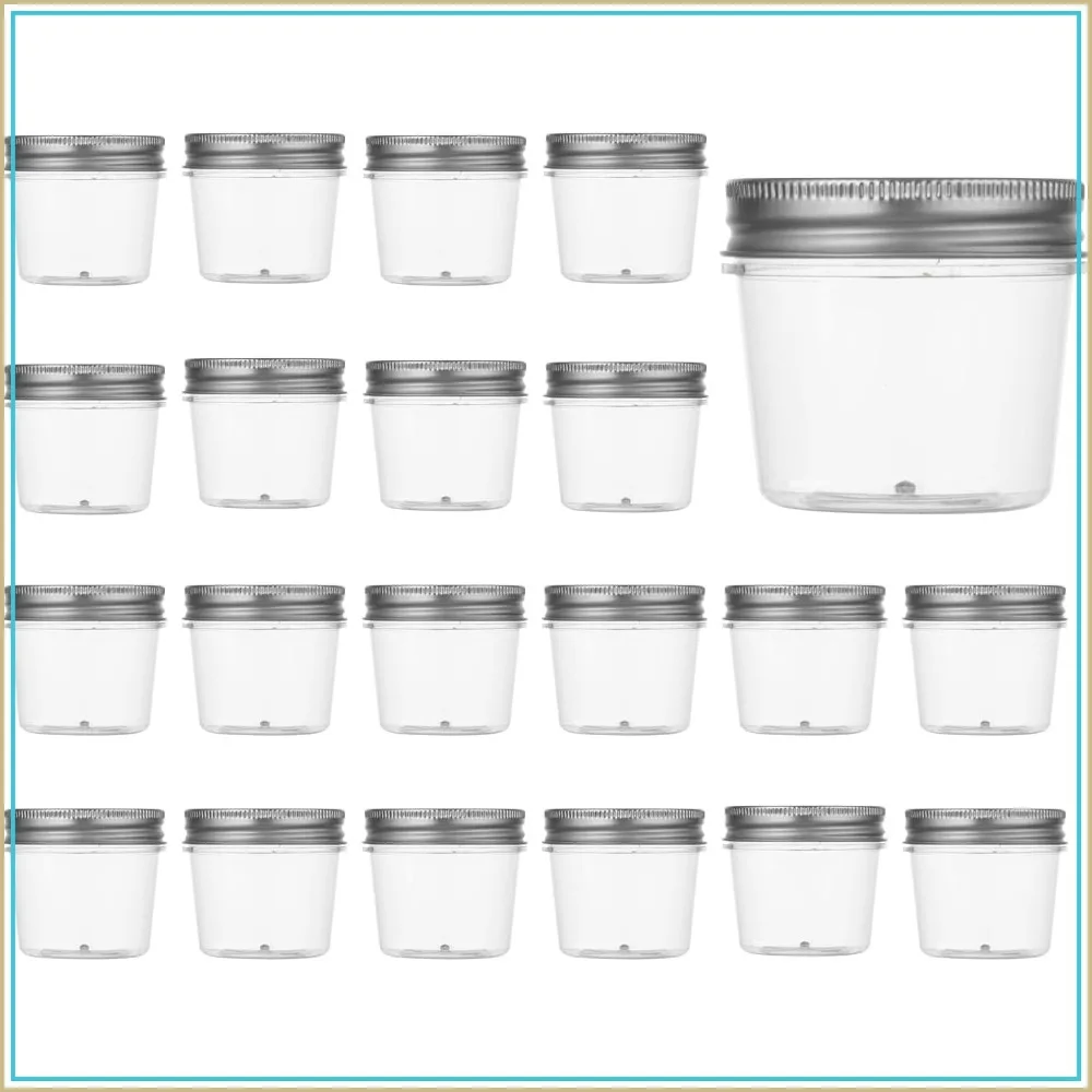 

4 oz Small Plastic Jars with Lids, 20 Pack Mini Mason Jars for Spices, Craft Storage, Kitchen Organization