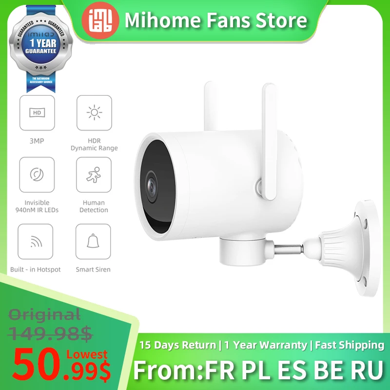 Najlepsza wersja globalna EC3 Kamera zewnętrzna Wifi IP Smart Mi Home Security Cam Night Vision Cctv Vedio Surveillance AI Human Webcam