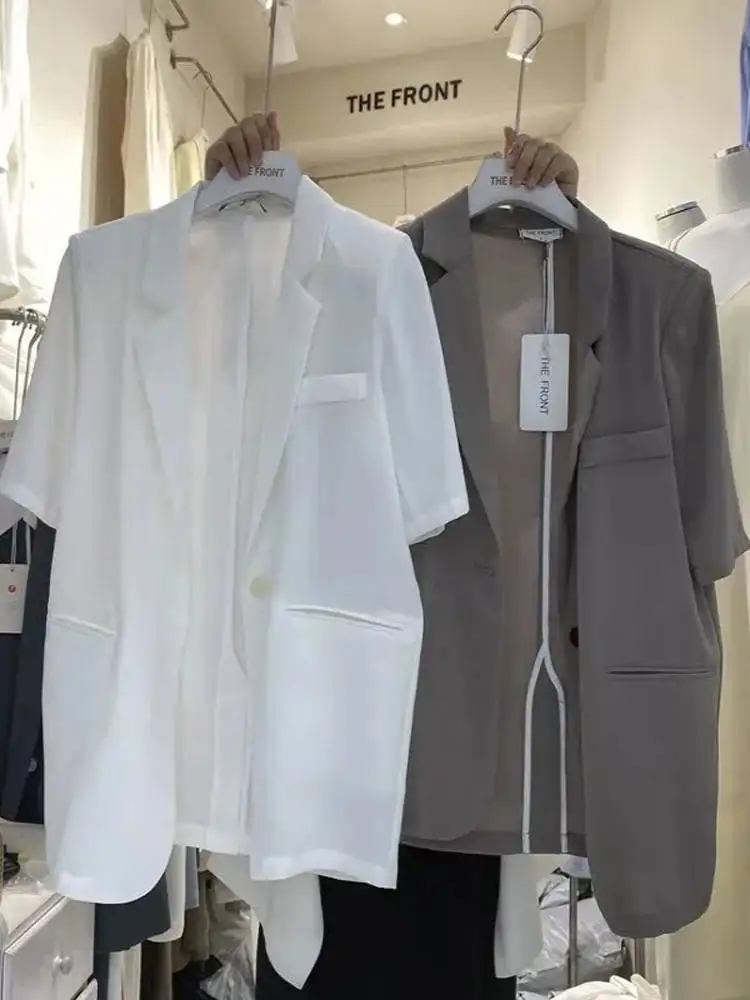 

Новый летний женский ор Све свободный крой на одной пуговице, повседневный универсальный костюм для скрытия мяса Jaet Faionable Commute Sle JJ884