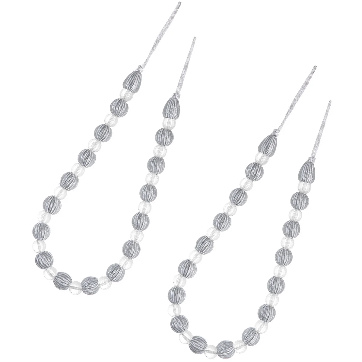 2개 크리스탈 비즈 커튼 타이백 실버 및 화이트 아크릴 드레이프 홀드백 가벼운 및 무거운 커튼용 창문 장식 우아함