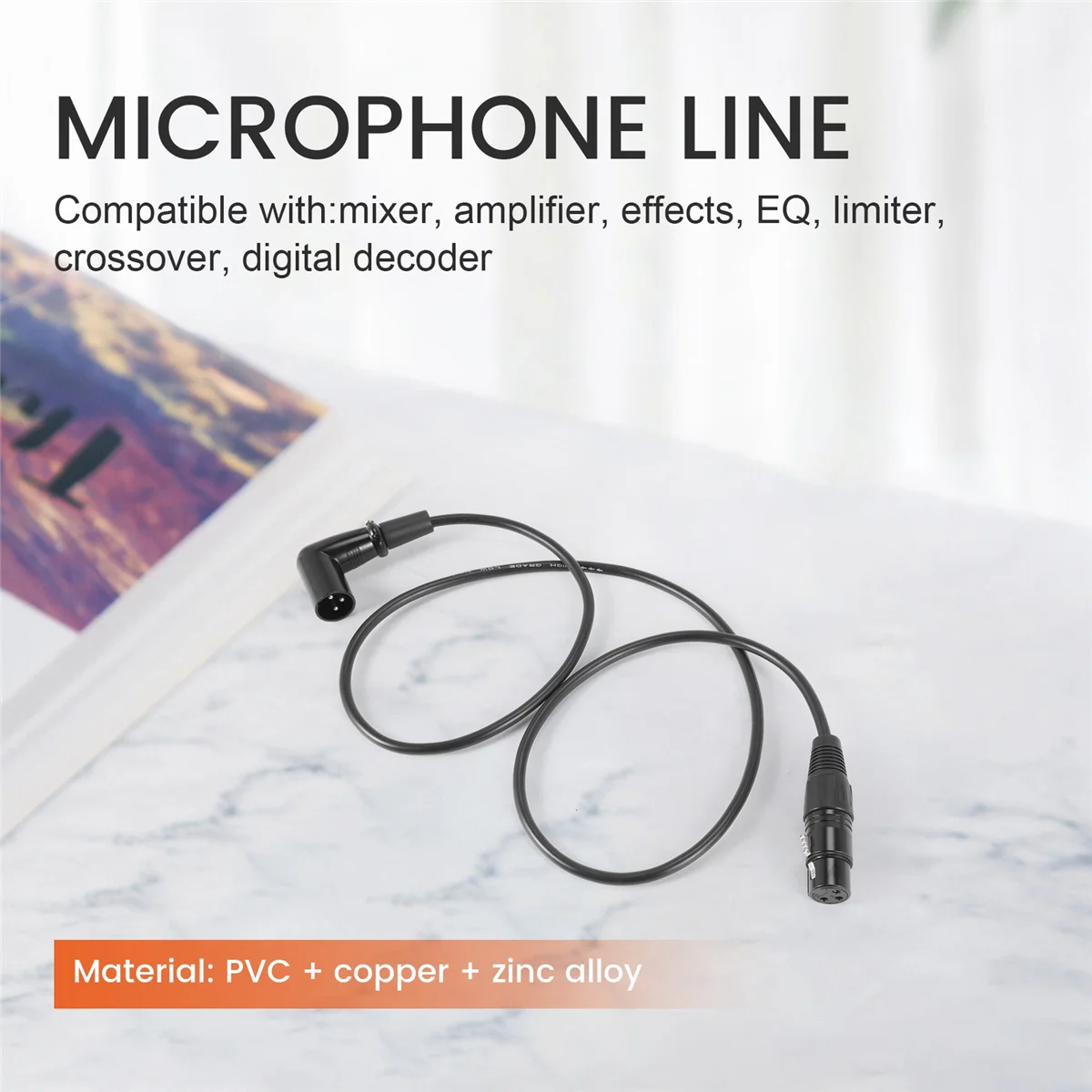 AU49_Cable XLR macho a hembra de ángulo recto, cable de señal DMX