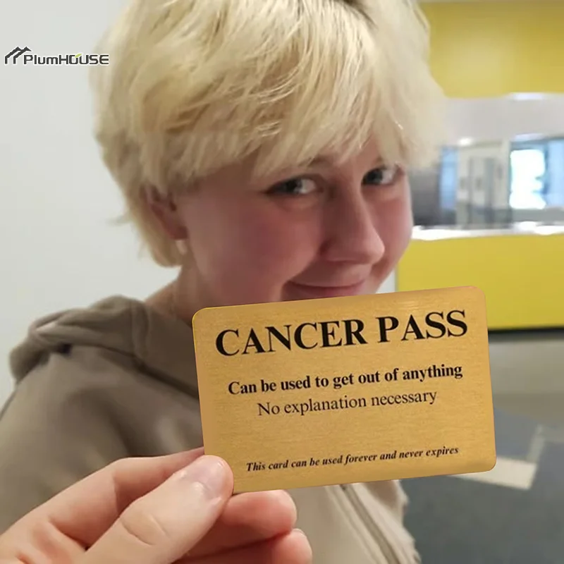 Cancer Pass Tongue In Cheek Humour Identity Card Humorous Aluminum Metal Cancer Card For Patients Chemo Support Dark Humor