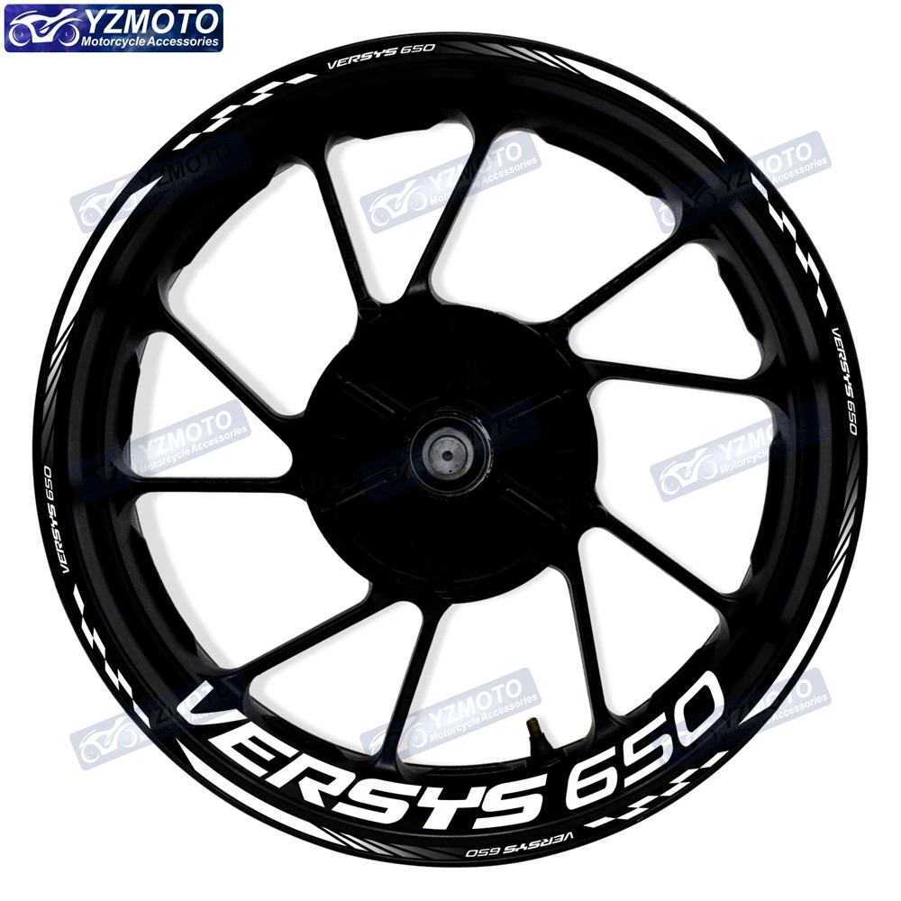 Naklejki na koła motocyklowe VERSYS 650, 17 cali, na przednie i tylne koła, naklejki na piasty, modyfikowane, dekoracyjne, odblaskowe, wodoodporne naklejki na obręcze.