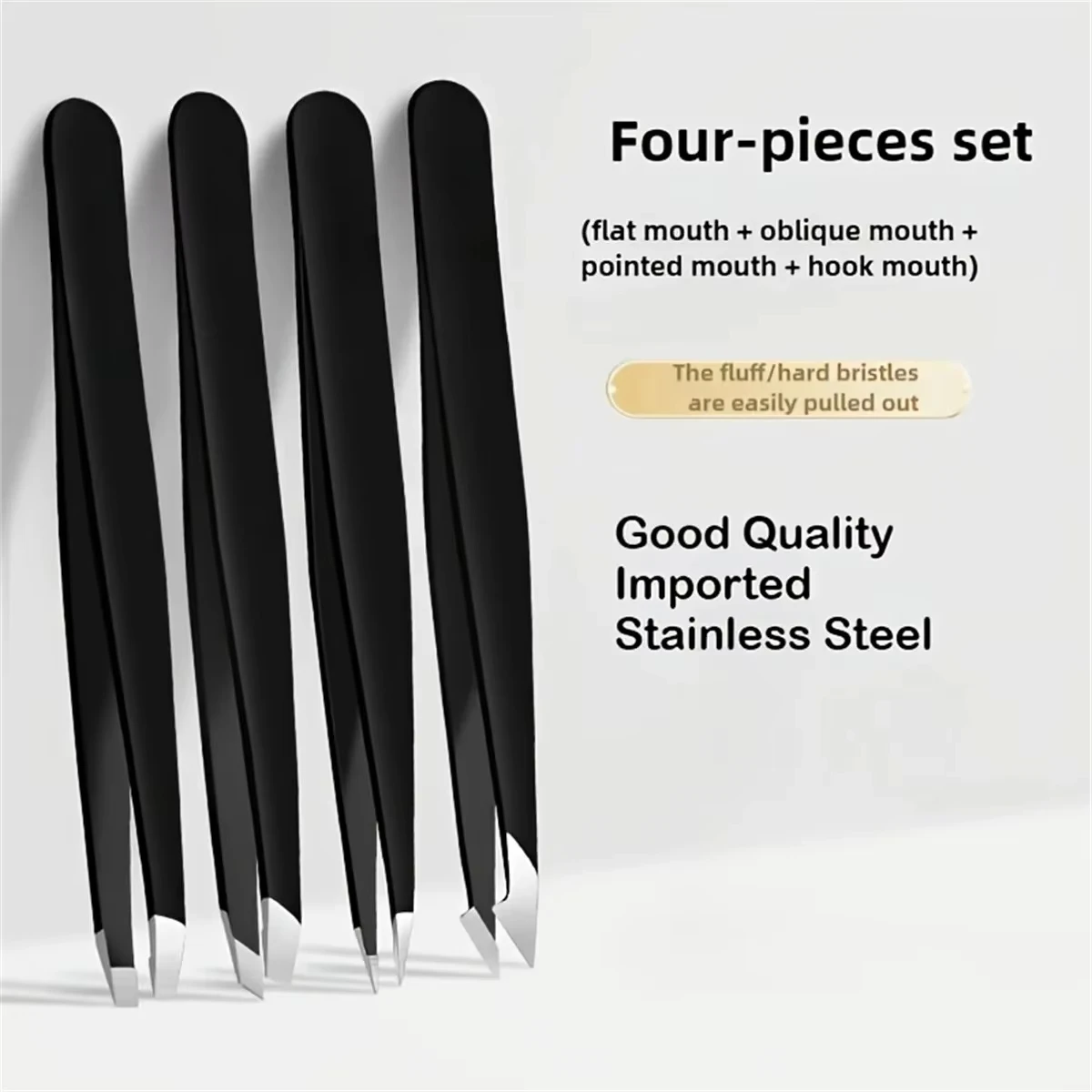 4Pcs Precision Eyebrow Tweezers Set Professional Stainless Steel Slanted & Pointed Tweezers Accurate Facial Hair Remover Multipurpose Trimming Tools for Beauty Salon Barber Daily Use