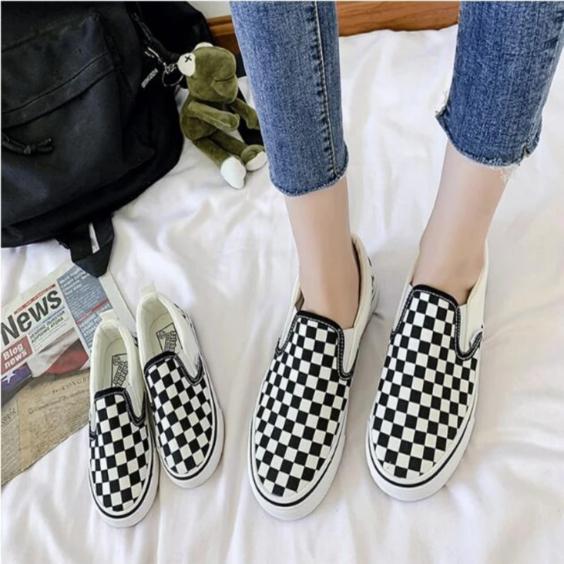 19-36 Children's Lattice Canvas Shoes Spring Autumn One-step Candy Color Fashion Casual Shoes For Boys And Girls Cloth Shoes