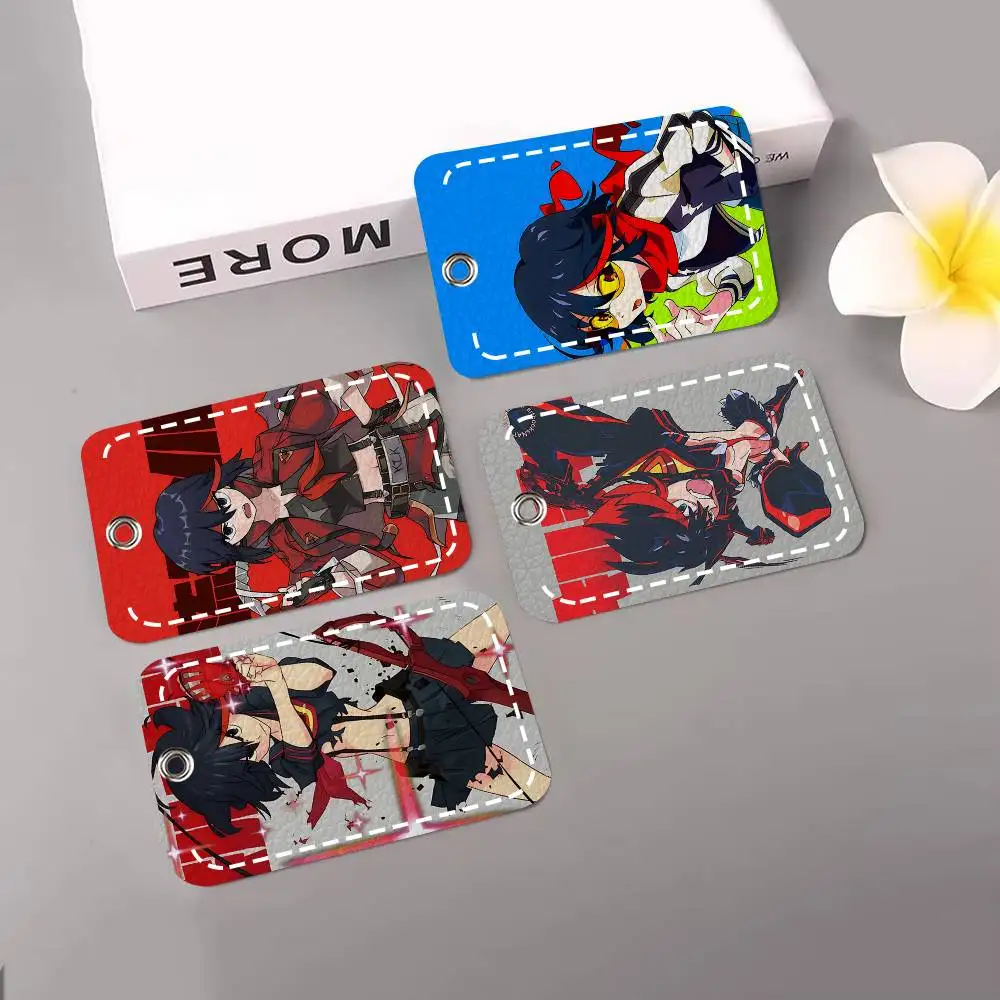 1pc Anime Cool K-Kill La Kill Card Case Keychain Access Card Bag Key Tag Ring Leather Card Holder Key Ring Access