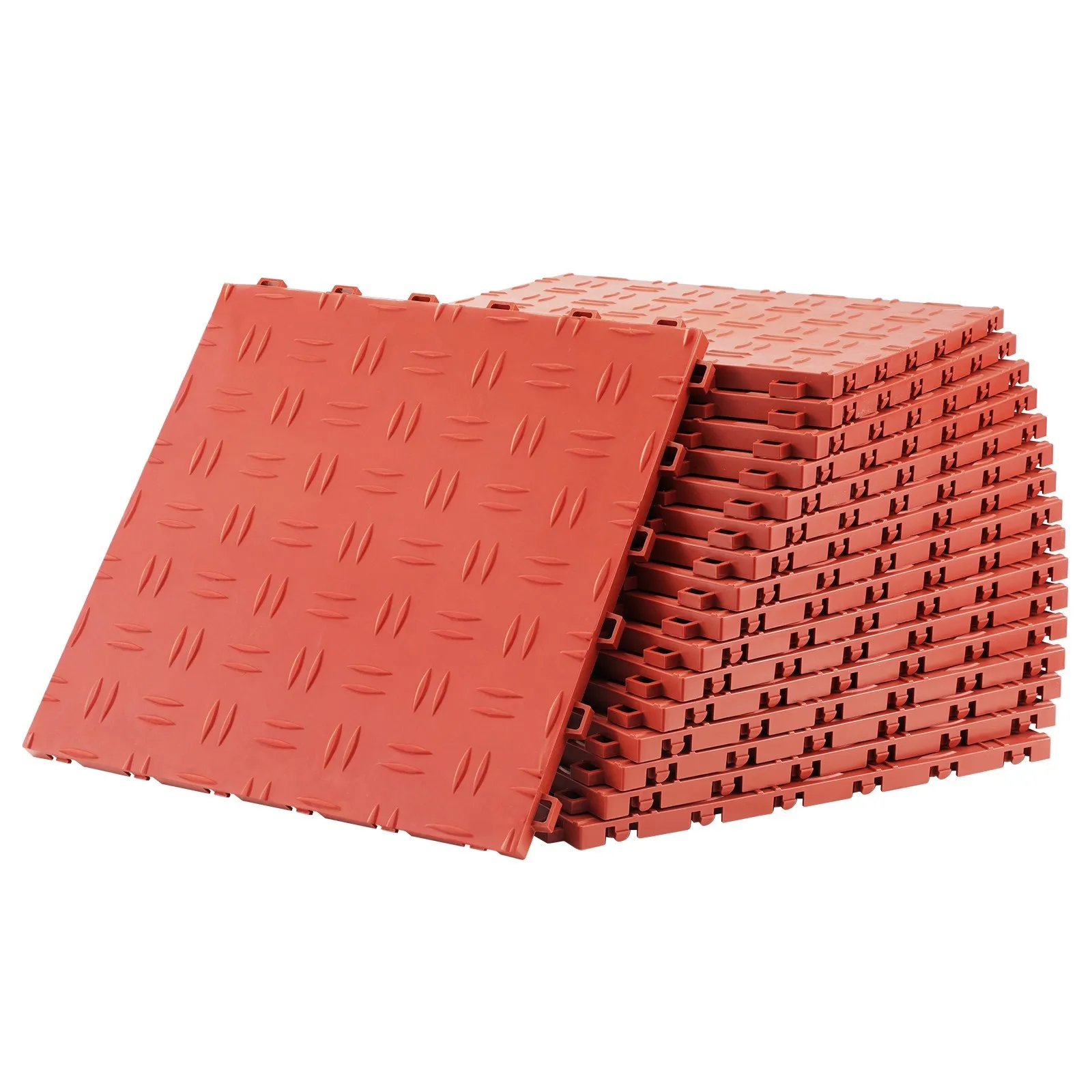 بلاط أرضيات المرآب المتشابك 12 × 12 في 50 عبوة من بلاط أرضيات المرآب باللون الأحمر