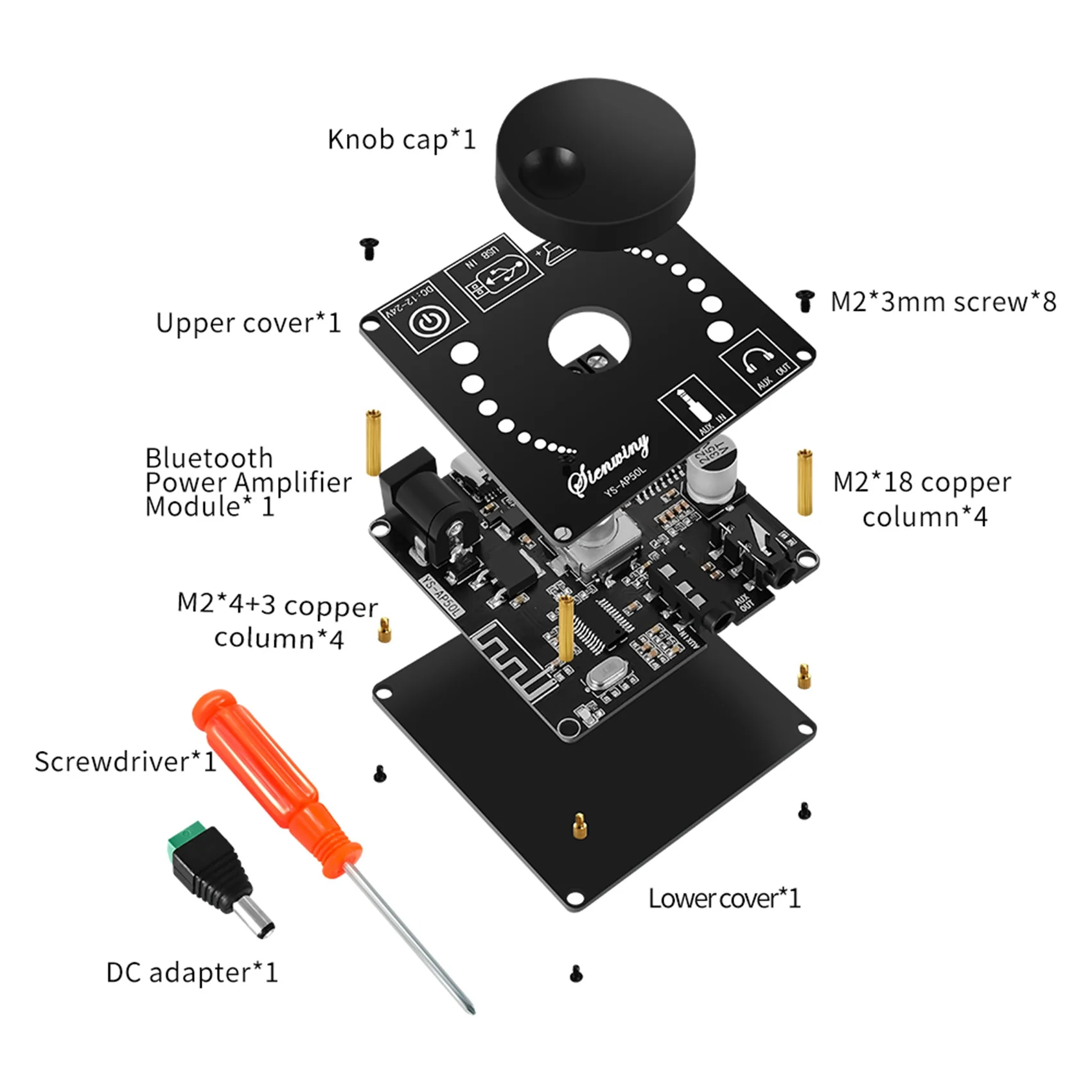 

AU61-YS-AP50L Digital Bluetooth Amplifier Board Mini Version 50W+50W HIFI High-Power BT5.1 Two-Channel Stereo Speaker Module