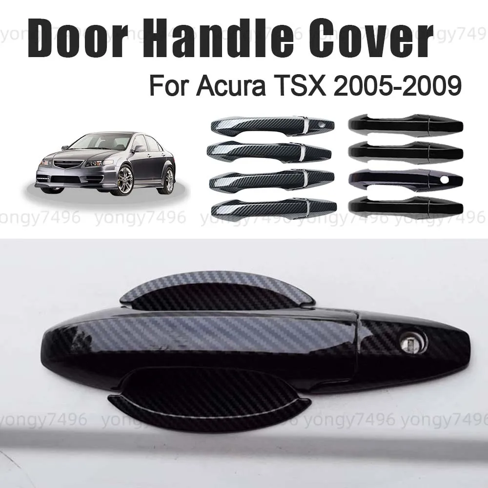 

Обновление автомобиля, хромированная, серебристая, глянцевая, черная дверная ручка из углеродного волокна, крышка для Acura TSX 2005 2006 2007 2008 2009, украшение автомобиля