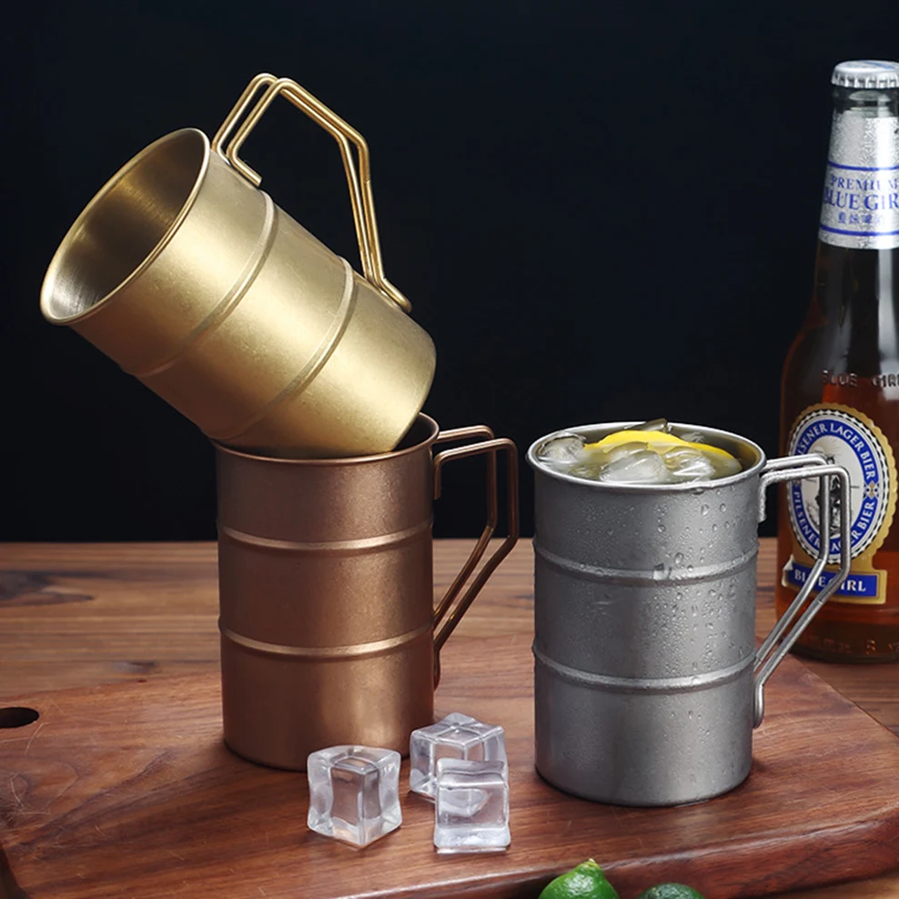 370ml Industrial Style Beer Mug 304 Stainless Steel Beer Cup Outdoor Camping Bar Beer Cup Tea Cup Restaurant Cold Drink Cup