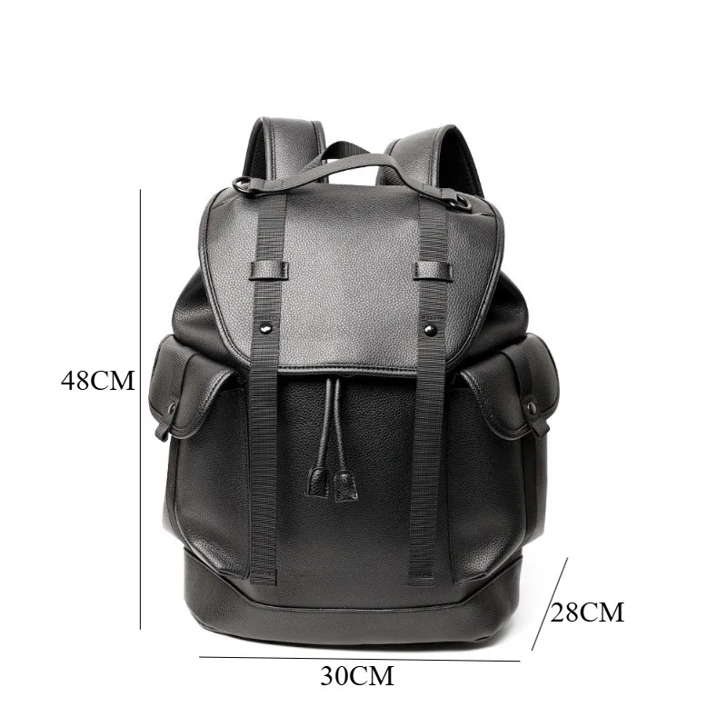 Modischer Herrenrucksack, Markendesign, Klappenrucksack für Männer, große Kapazität, Reisetasche, luxuriöser Leder-Laptop-Rucksack, Herrenhandtasche – Detail 1