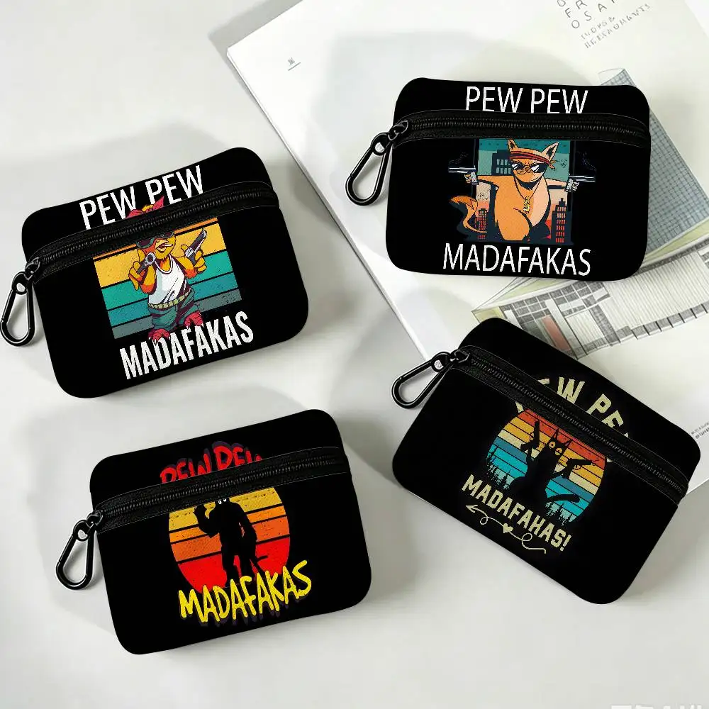 MADAFAKAS Carpet Pattern Portable Mini Oxford Cloth Coin Purse With Carabiner Hook Zipper Key Card Earphone Storage Wallet