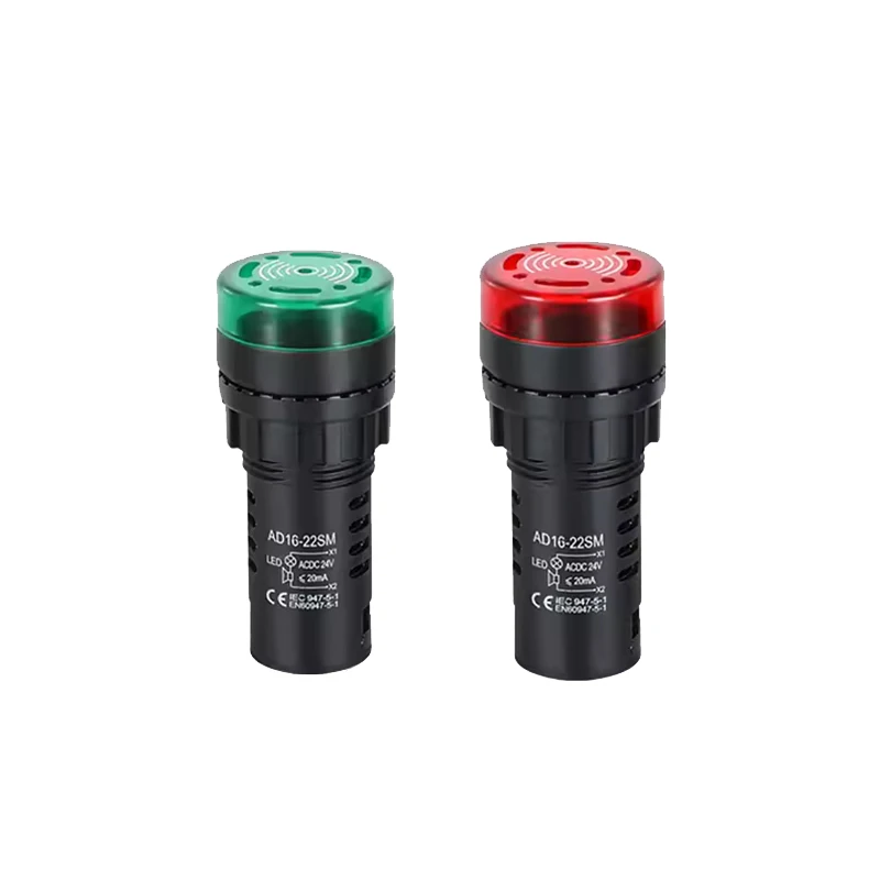 Flash buzzer AD16-22SM AC 220V 380V DC 24V 12V sound and light alarm indicator light 36V  Red Green  Yellow light