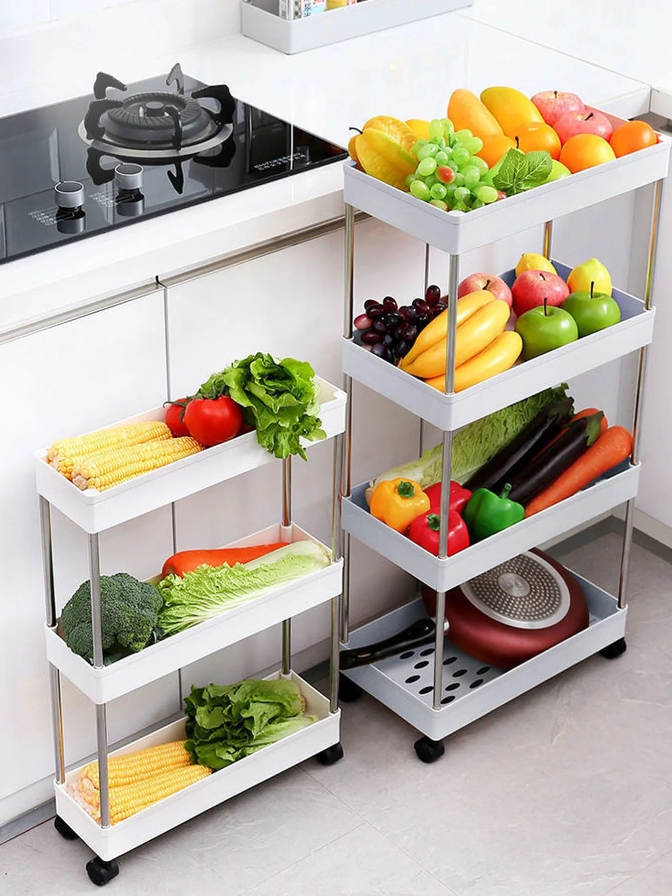 3/4 Layer Rolling Utility Cart, Bathroom Storage Rack With Wheels,Bathroom Storage Organizer, Multi-purpose Utility Cart