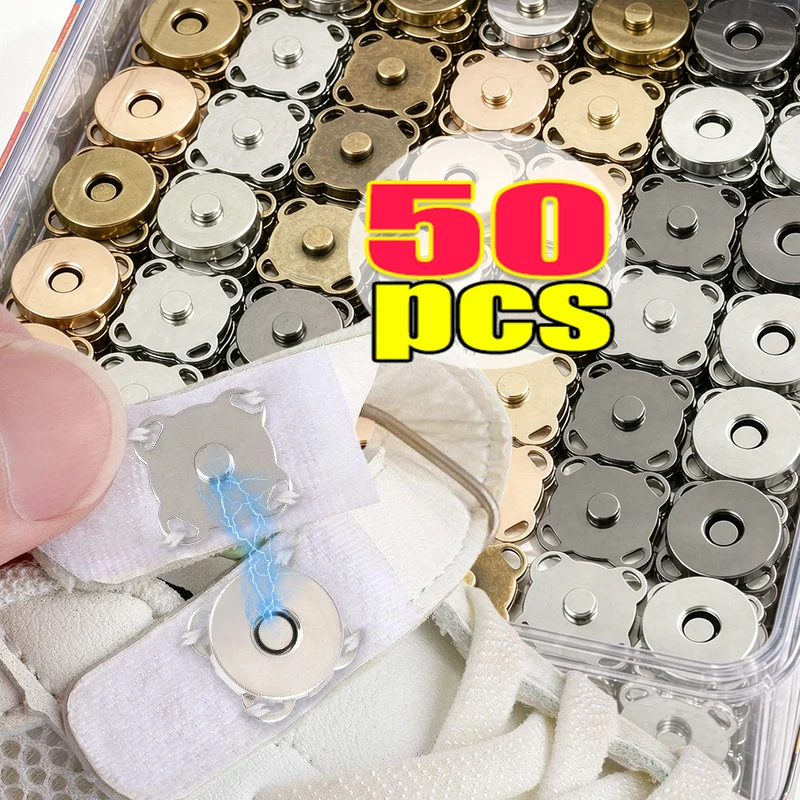 14/18MM Invisible Sew on Magnetic Snap Fasteners Metal Buttons Clasps for Luggage Handbags Leather Craft DIY Hardware Supplies