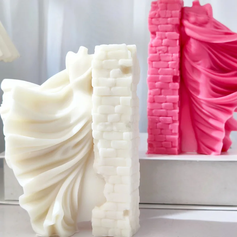 5.35INCH Wall Skirt Lady Body Art Aromatherapy Candle Silicone Mold 3D Leaning Against Wall Female Dancer Home Decoration Mould