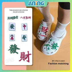 8Pcs DIY Cartoon Mahjong Pattern Shoe Accessory for Good Luck and Fortune