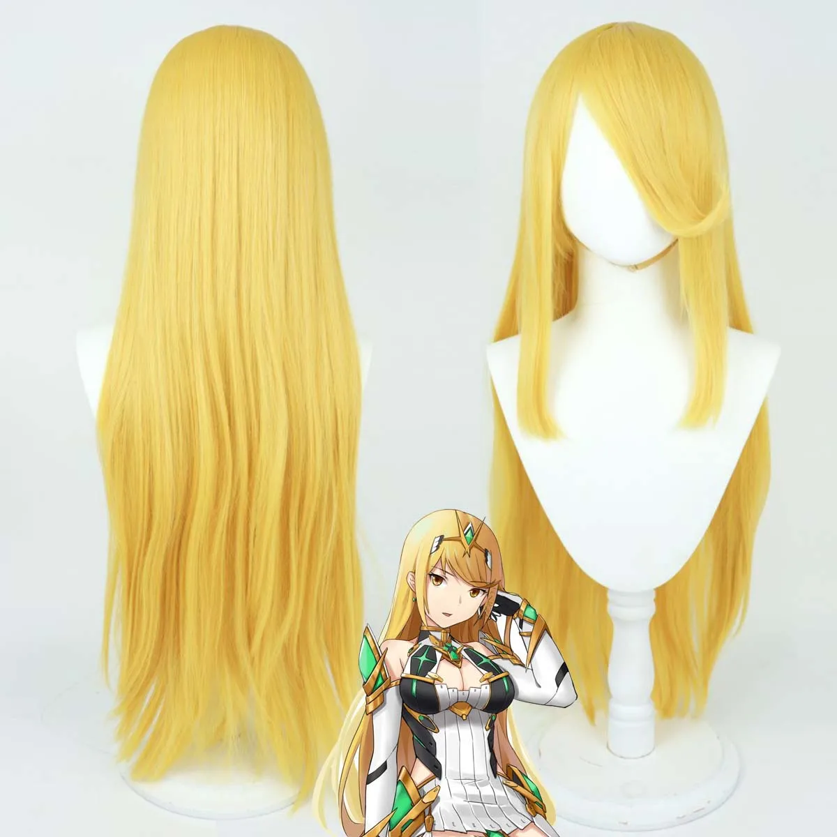 

Women Costume Props Game Xenoblade Chronicles Mythra Cosplay Long Blonde Wig