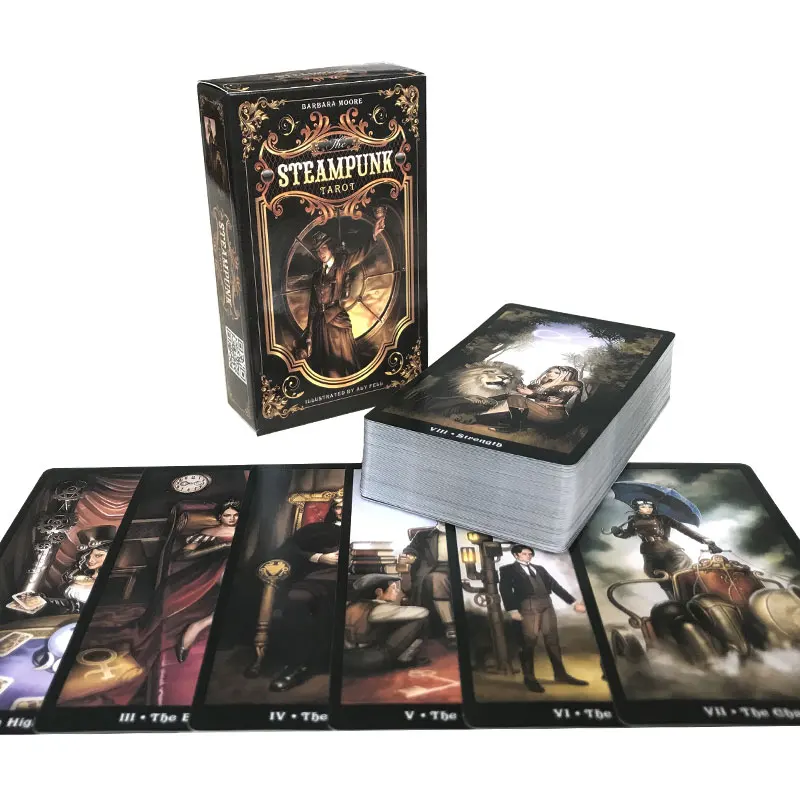 Hot sales The Steampunk Tarot Oracle Card Fate Divination Prophecy Card Family Party Game Tarot 78 Card Deck PDF Guide