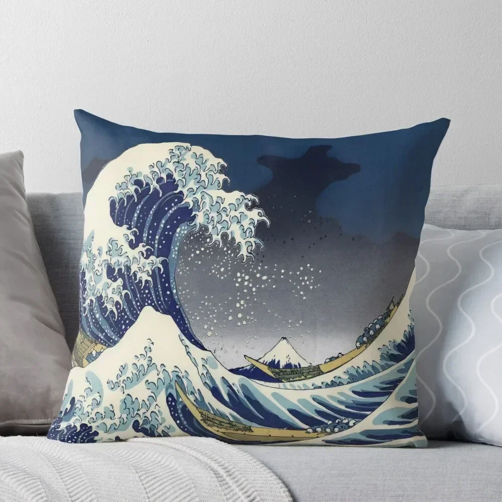 

Great Wave: Kanagawa Night Throw Pillow anime girl pillows decor home pillow