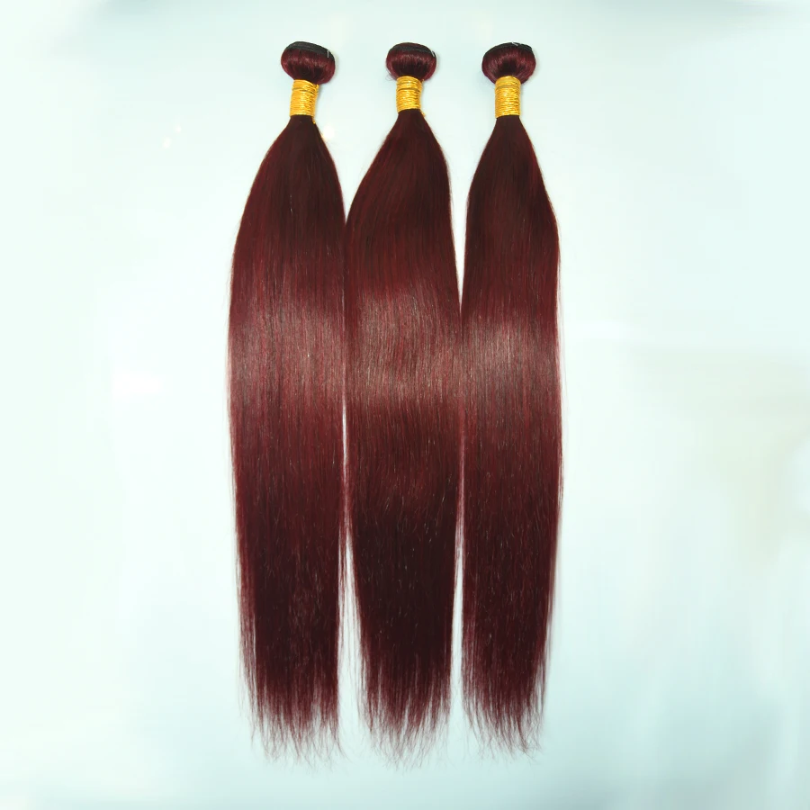 28 30 32 pollici 99J fasci di capelli umani lisci bordeaux estensioni dei capelli brasiliani colorati fasci di tessuto di capelli Remy setosi