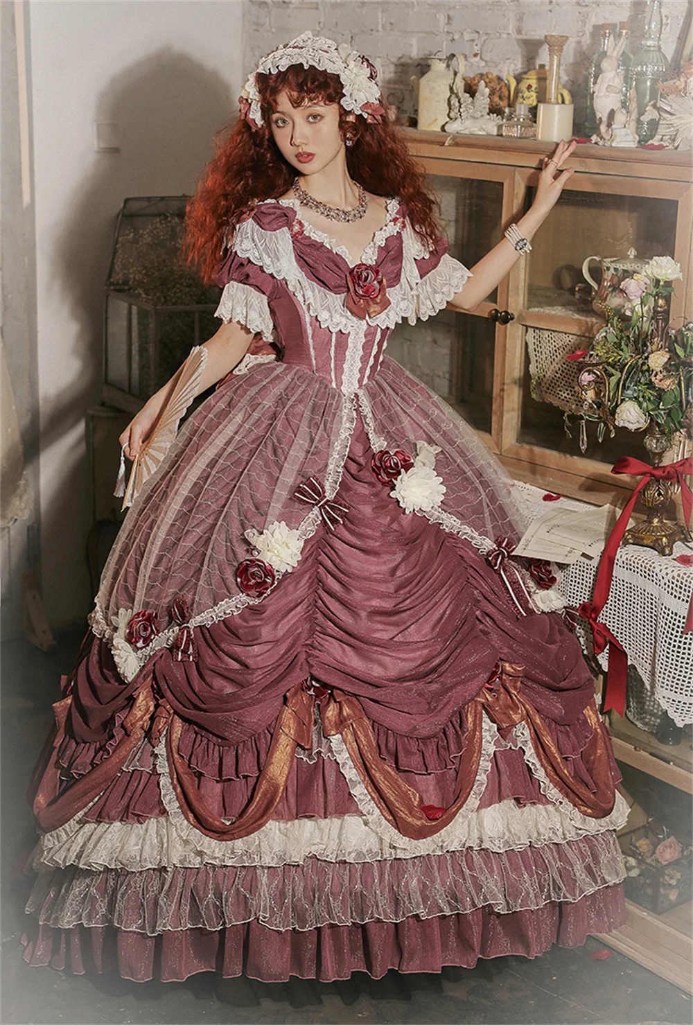 Luxury Queen Marie Antoinette Costume Romantic Rose Puffy Prom Dress Rococo Lolita Dress Vintage Victorian Princess Ball Gown