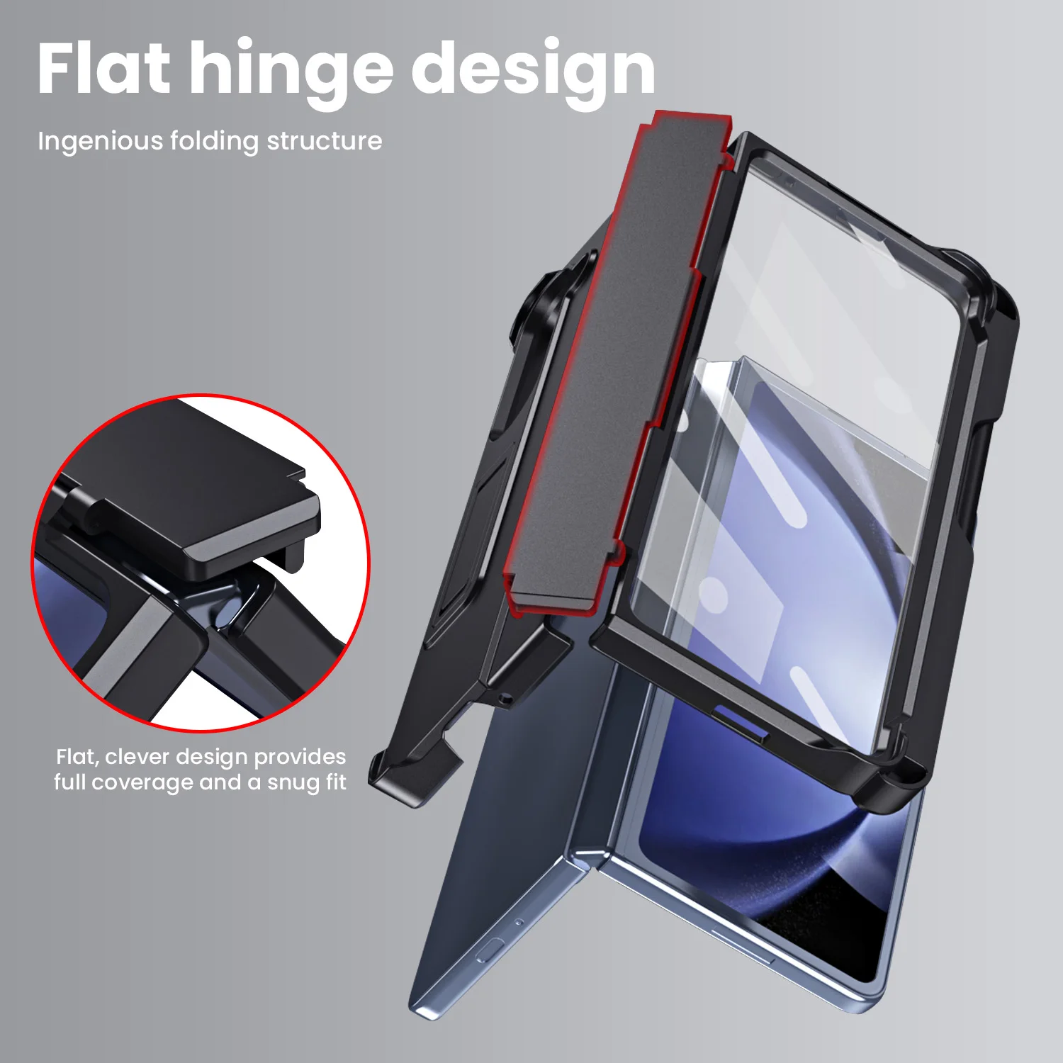 Geeignet für Samsung Fold7/Fold6/Fold5/Fold4/Fold3 Ständer, Stylus, Gehärtetes Glas Vollschutz-Klapphülle für Smartphones – Detail 5
