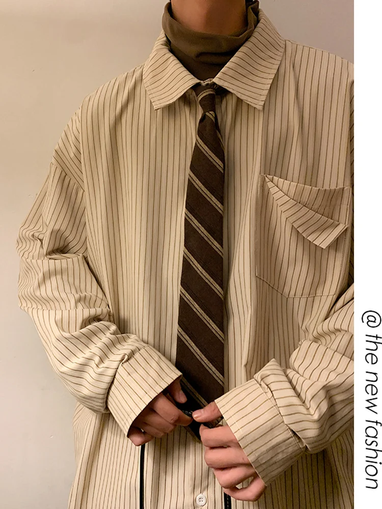 

Мужская рубашка с длинным рукавом в стиле Cityboy, винтажная рубашка с вертикальными полосками, внутренняя одежда, верхняя одежда, весенний сезон, высокое качество, свободный крой