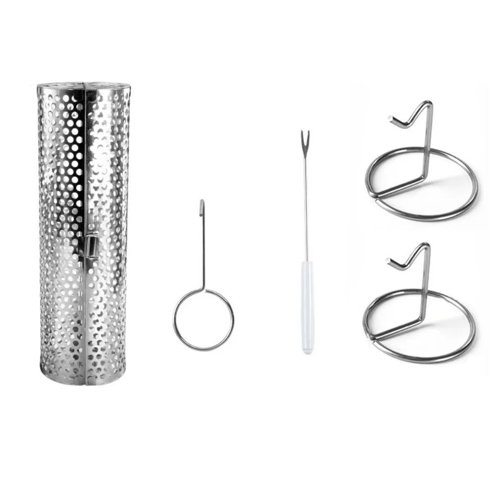 

Stainless Steel BBQ Basket Rotatable with Rack Barbecue Cage Large Capacity Smooth-surfaced Barbecue Grill Tube Net Camping