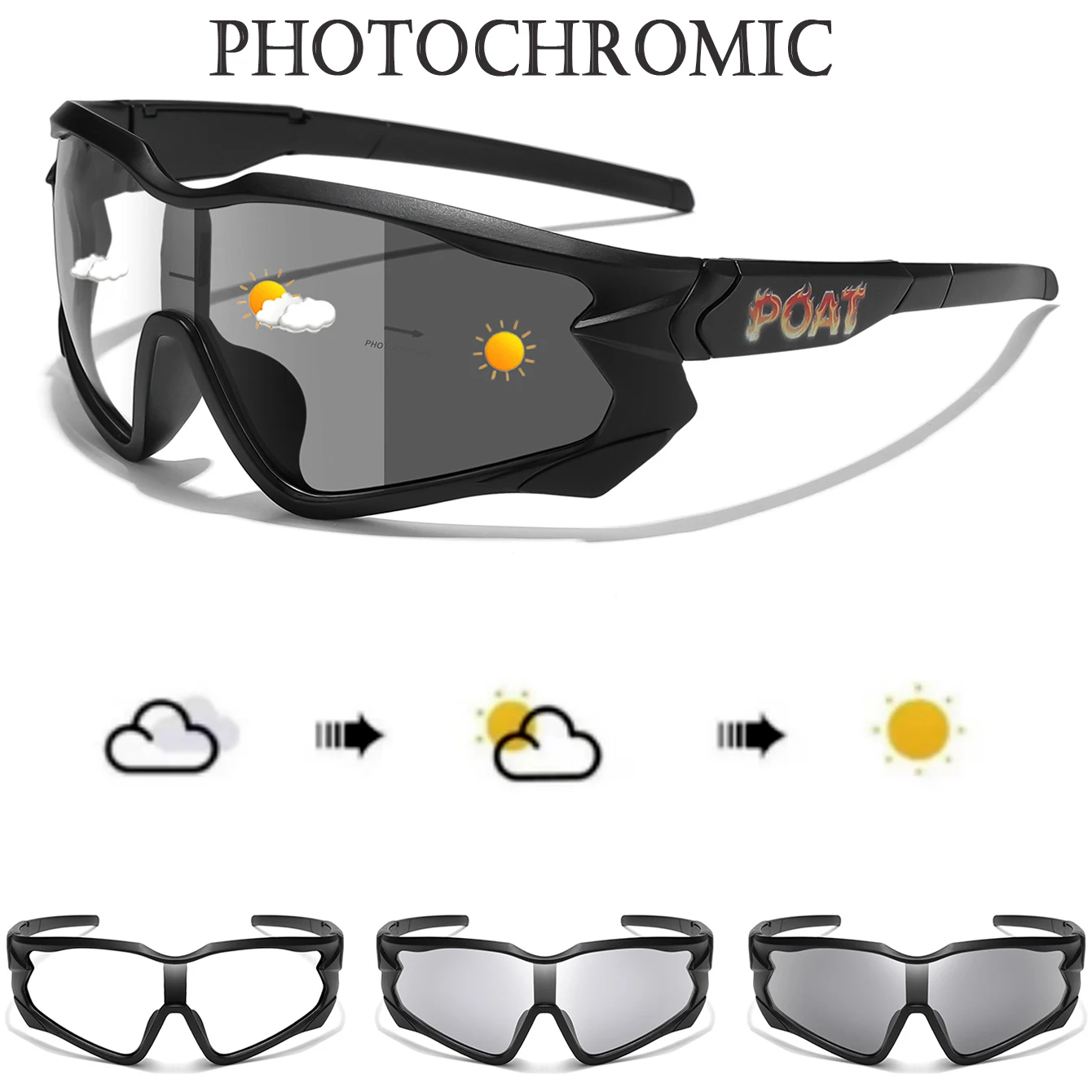 POAT Marke Photochrome Brillen für Männer Frauen MTB Fahrrad Radfahren Angeln Laufen Gläser Neue Stil Sonnenbrille Sport