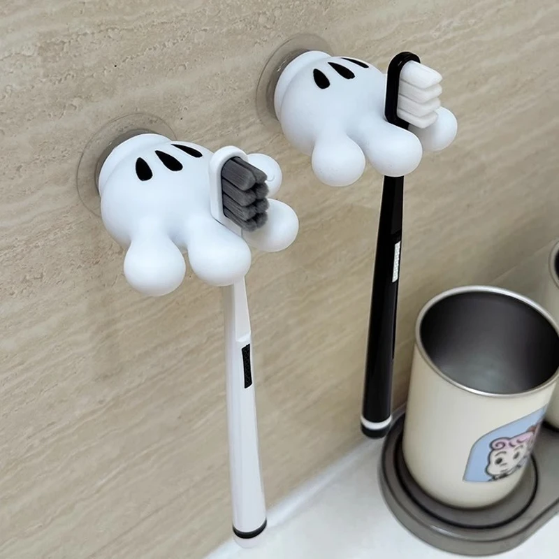 Mickey Mouse palm toothbrush holder new Anime kawaii cute cup shelf bathroom kitchen room Data cable Storage rack home accessory