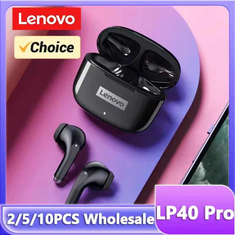 Lenovo LP40 Pro Headphones Wireless Bluetooth 5.4 TWS Hifi Stereo Earphones Gaming Sports Touch Control HD Call with Mic Earbuds