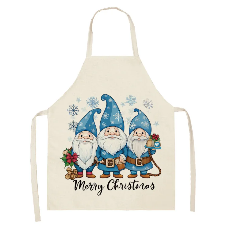 Christmas decoration apron gnome Santa Claus snowman print kitchen restaurant oil-proof and stain-proof