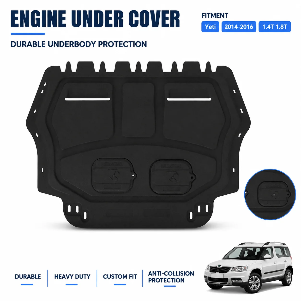 For Skoda Yeti 2014-2016 1.4T 1.8T Engine Splash Shield Heavy Duty Underbody Protection Custom Fit Anti Collision Design