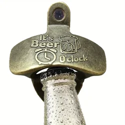 1pc Embossed Beer'O Clock Bottle Opener Wall Mounted with Screws Vintage Retro Opener BBQ DIY Tools Bar Decor Kitchen Gadgets