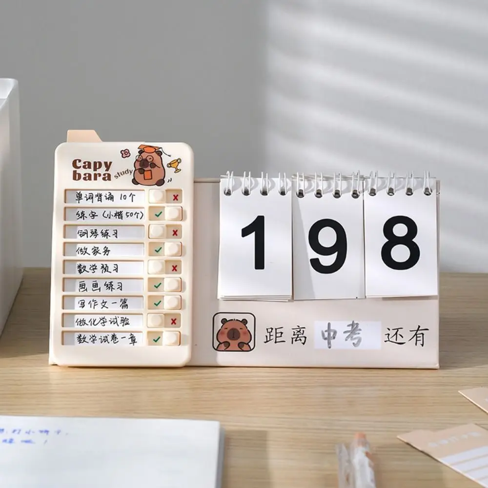 Detachable Good Habit Punch Card Capybara Cartoon Daily Task Planning Board Schedule Memo Plastic Self-discipline Punch Card
