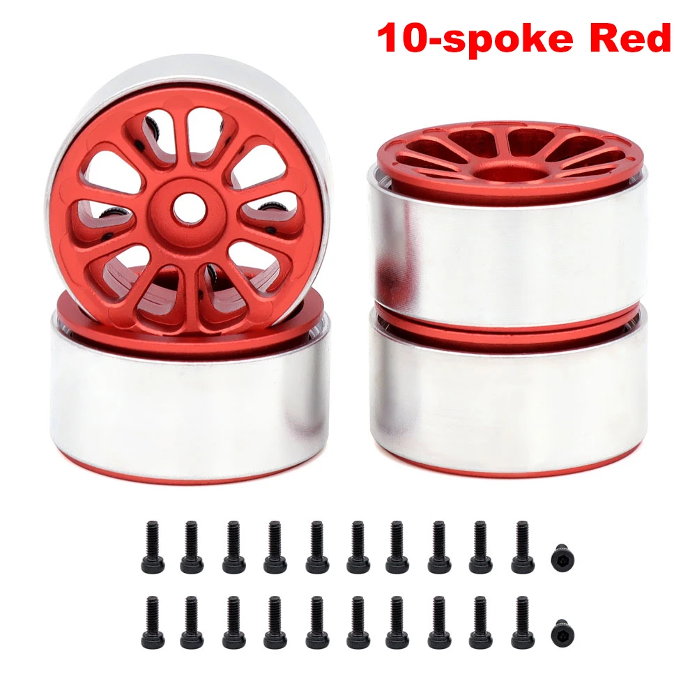 ZD Racing 1.0 inch RC Wheel Rims 4pcs Aluminium Alloy 5/10-Spoke Wheel Hub for 1/24 1/18 RC Car Axial SCX24 TRX4M AX24 FCX24