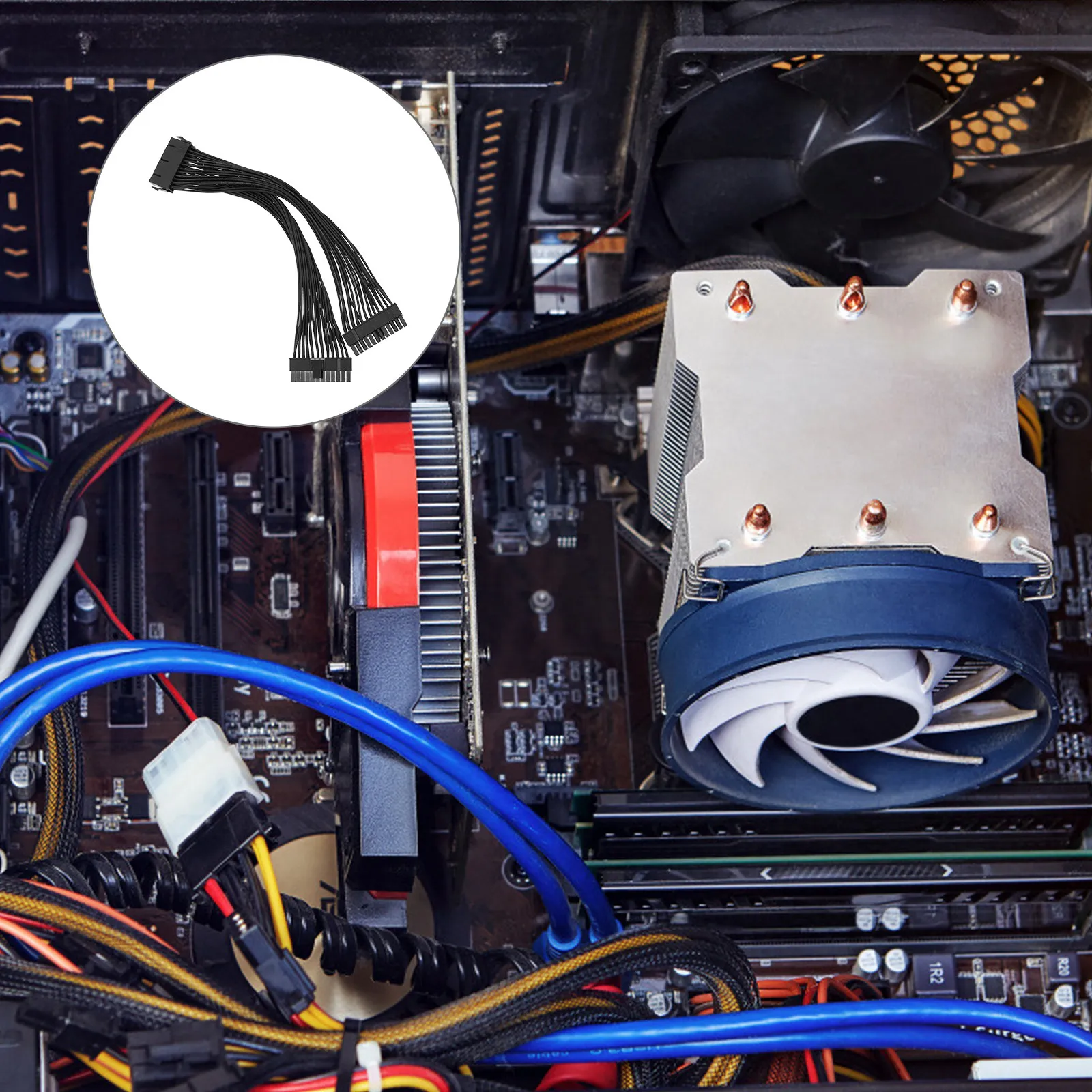 Motherboard Dual 24Pin Power Extension Cable Atx Mainboard Splitter Cord Power Supply Extension Wire Internal Pc Computer