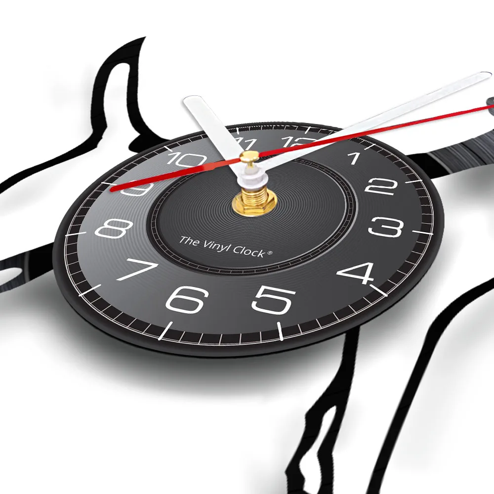 جاك راسل جحر الفينيل LP سجل ساعة حائط لمتجر الحيوانات الأليفة جرو الكلب ديكور المنزل الثعلب الصيد الكلب تولد الظل الفن ساعة حائط