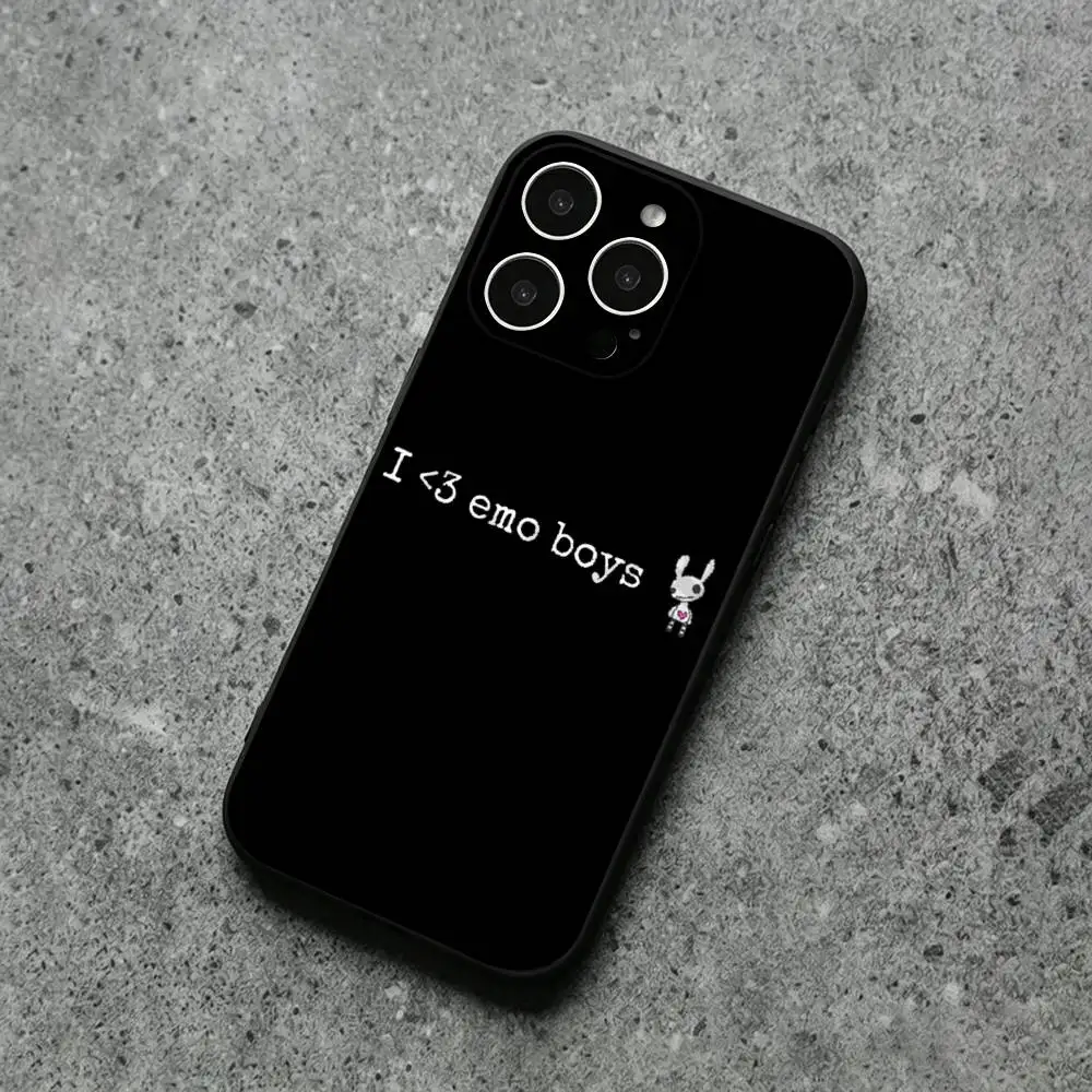 Love Black and Cute Emo Phone Case For IPhone17,11,12,13,14,15,16,XS,XR,X,Mini,Pro,Max,Plus,Shell,Cover - view 6