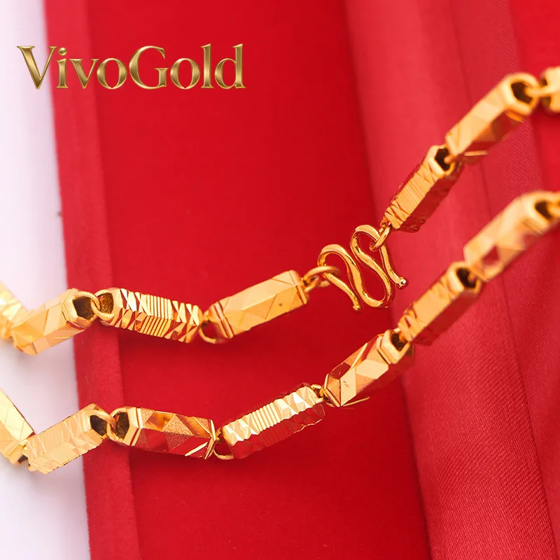 

VivoGold Euro 9999 24K real gold men's necklace solid hexagonal 6mm60cm necklace tycoon necklace domineering car flower
