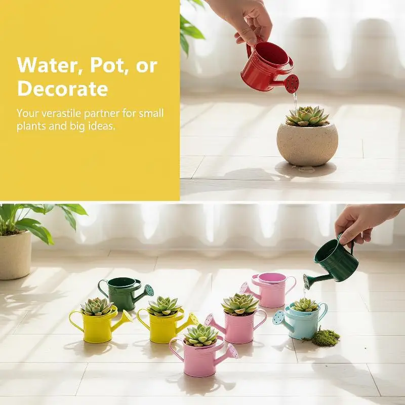 New Metal Watering Can Garden Flower Kettle Mini Small Water Spraying Pot Large Capacity For Kids Adult