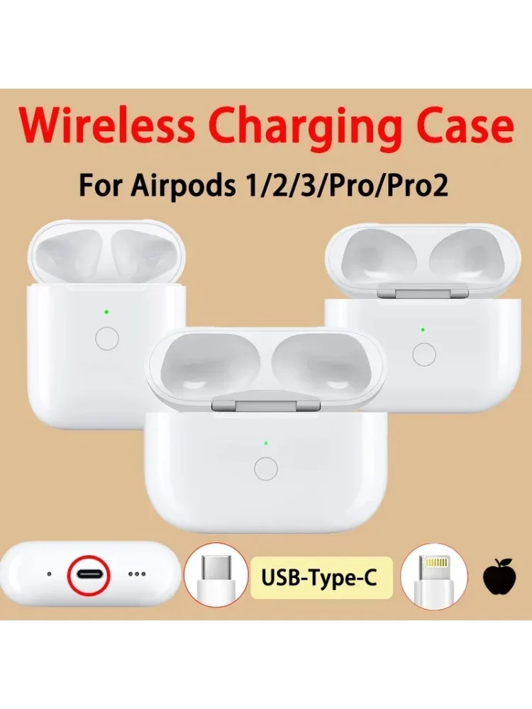 Vervanging van draadloze oplaadcassette voor originele Airpods Pro 1/2/3 generatie, vervanging van de opladerdoos met 【USB Type C】 Opladen - afbeelding 2