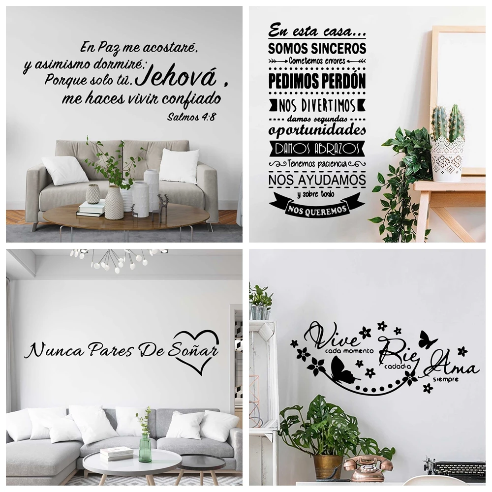 Family Spanish words Self Adhesive Wall Sticker For Living Room Decor spain text Vinyl Wall Art Decal Bedroom Decor