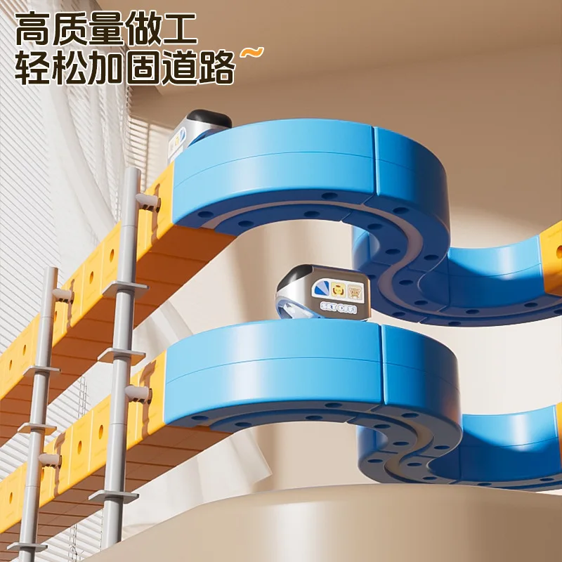 مجموعة مسارات السكك الحديدية الجديدة لسيارة سباق السيارات المغناطيسية والقطار الآلي لعبة المتاهة الجاذبية، هدية عيد الميلاد للأطفال #5