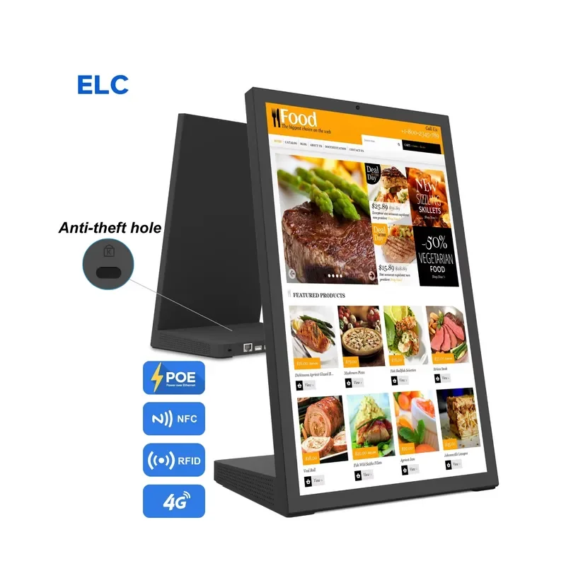 BOLRZO 15.6-Inch Android 15 Poe Restaurant Buffet Business Desktop Digital Menu Board with Text Menu Orders