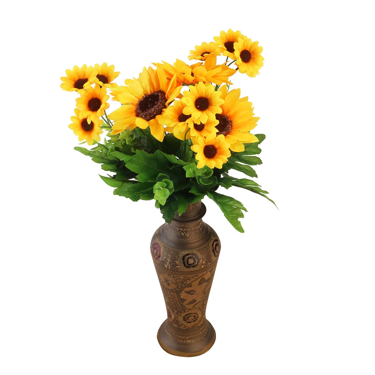 

Lifelike Artificial Sunflower Silk Material Perfect Wedding Bouquet Home Decoration Yellow Simulation Sunflower
