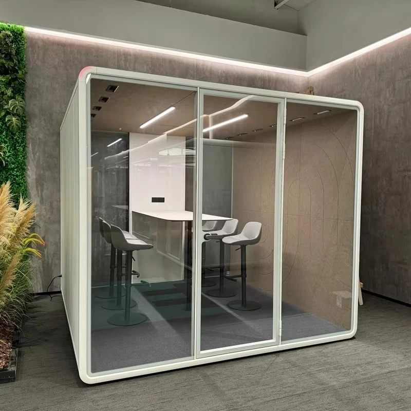 Office Indoor Outdoor Silent Meeting Booth with 6 Person Acoustic Phone Cabin