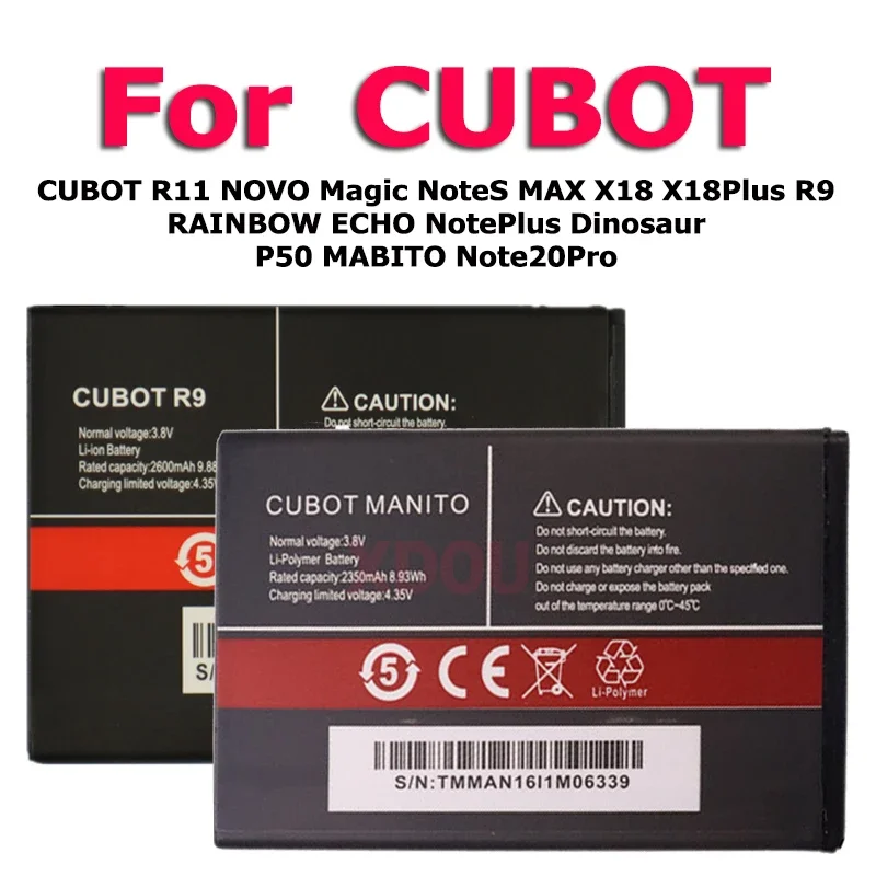 XDOU High Quality Battery For CUBOT J9 P40 R11 NOVO Magic Note MAX X18 X19 X20 R9 RAINBOW ECHO Dinosaur P50 MABITO 20 S Plus Pro